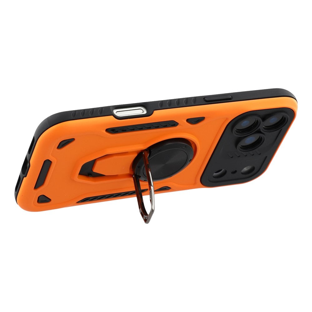 For iPhone 17 Pro Max Case with Kickstand Shockproof TPU + PC Phone Back Cover - Orange