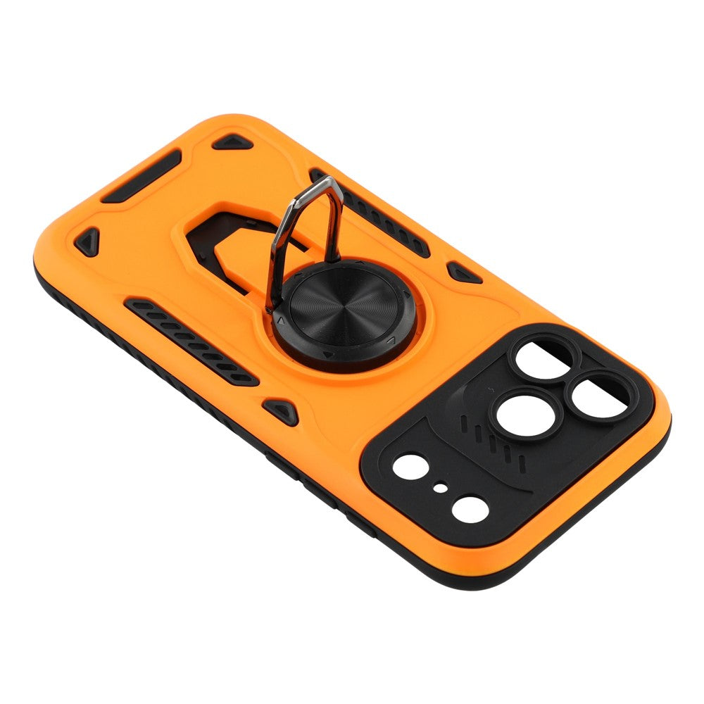 For iPhone 17 Pro Max Case with Kickstand Shockproof TPU + PC Phone Back Cover - Orange