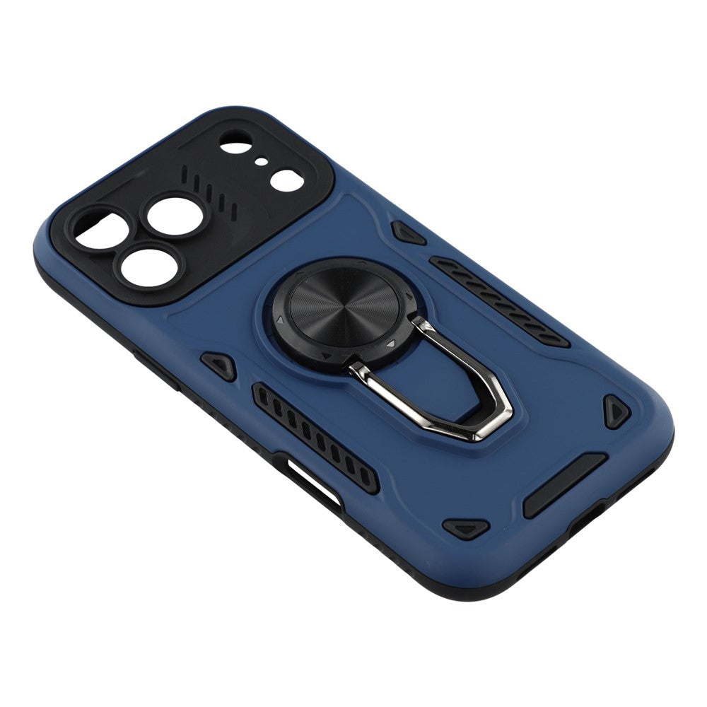 For iPhone 17 Pro Max Case with Kickstand Shockproof TPU + PC Phone Back Cover - Navy Blue