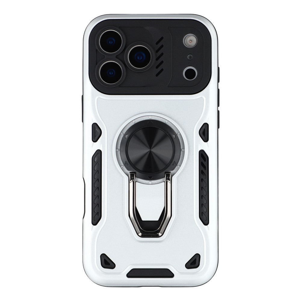 For iPhone 17 Pro Max Case with Kickstand Shockproof TPU + PC Phone Back Cover - White