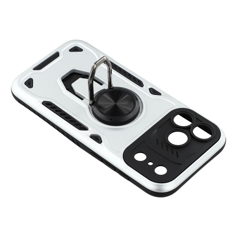 For iPhone 17 Pro Max Case with Kickstand Shockproof TPU + PC Phone Back Cover - White