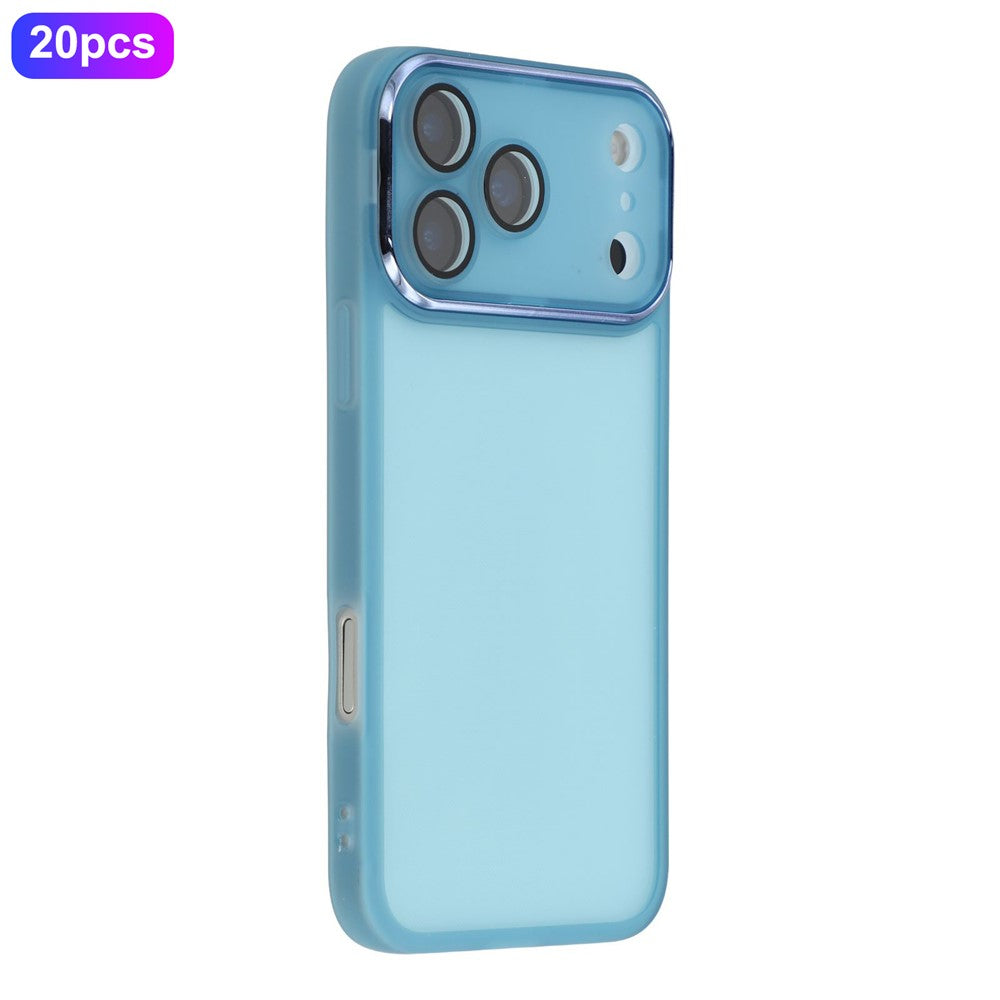 Bulk Purchasing 20Pcs For iPhone 17 Pro Max Case Electroplated Camera Frame TPU Phone Cover Precise Cutouts   - Transparent Blue