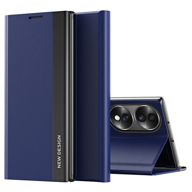 For Honor 70 5G Electroplating PU Leather Flip Stand Cover Auto Adsorption Phone Drop-proof Case - Sapphire