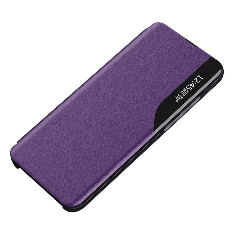For Honor 70 5G PU Leather View Window Phone Stand Case Shockproof Phone Cover - Purple