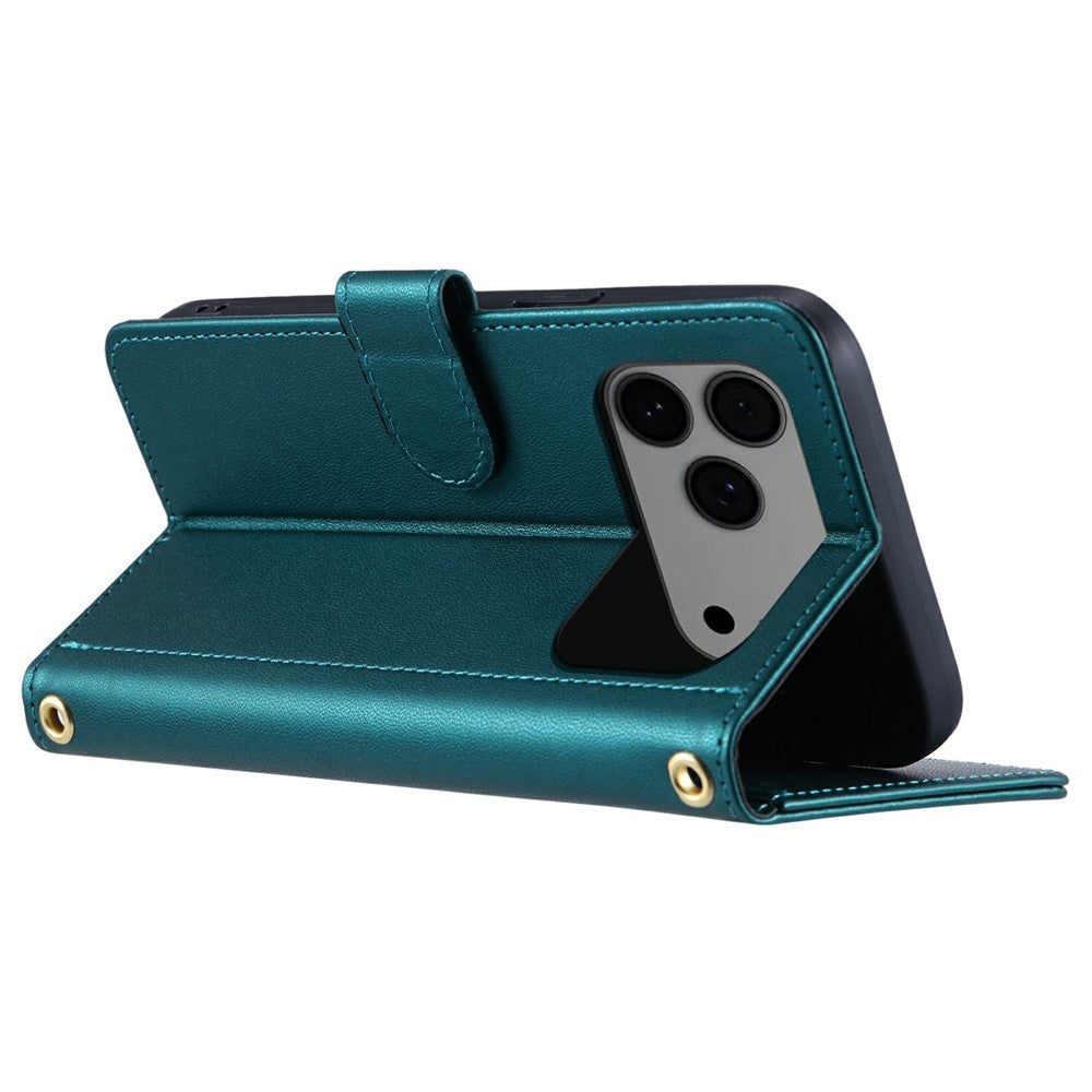 For iPhone 17 Pro Max Case Wallet Rhombus Grid PU Leather Phone Cover - Green