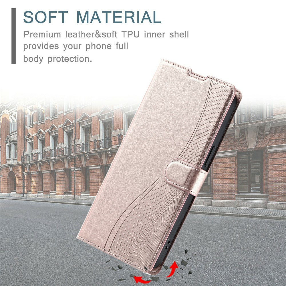 For iPhone 17 Pro Max Case Dots Imprinted PU Leather Flip Phone Cover with Card Slot, Strap - Rose Gold