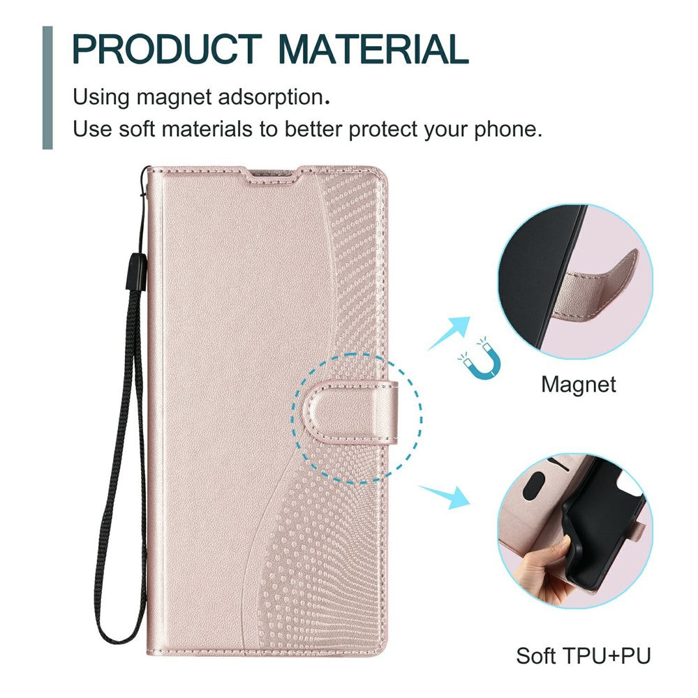 For iPhone 17 Pro Max Case Dots Imprinted PU Leather Flip Phone Cover with Card Slot, Strap - Rose Gold