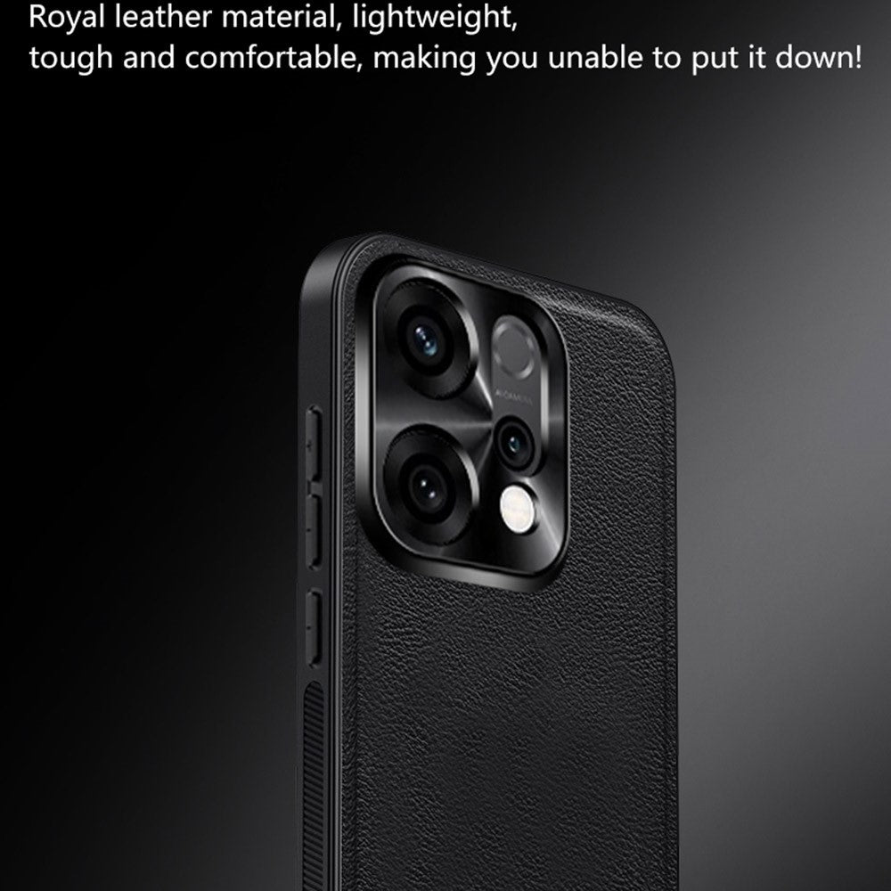 For Oppo Reno14 Pro 5G (Global) Case PU + TPU + PC Phone Back Cover with Metal Lens Frame - Black