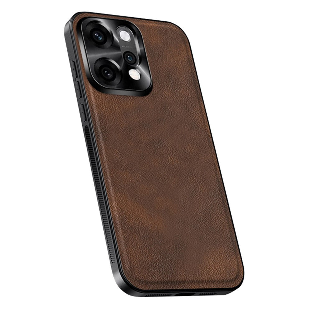For Oppo Reno14 Pro 5G (Global) Case PU + TPU + PC Phone Back Cover with Metal Lens Frame - Brown