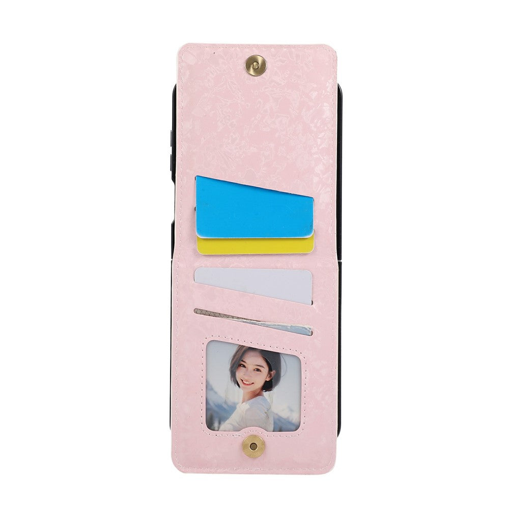 For Samsung Galaxy Z Flip7 5G Case Flower Leather PC RFID Blocking Phone Cover Card Slots - Rose Flower