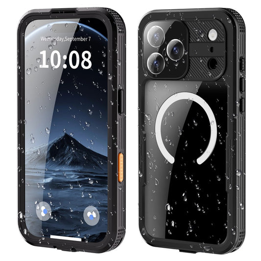 SHELLBOX For iPhone 17 Pro Max IP68 Waterproof Case Compatible with MagSafe Clear Phone Cover - Black