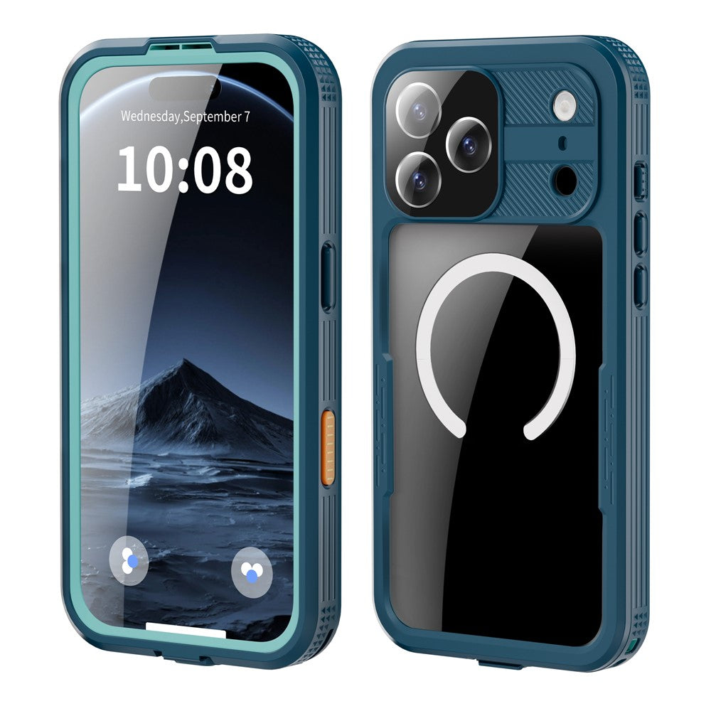 SHELLBOX For iPhone 17 Pro Max IP68 Waterproof Case Compatible with MagSafe Clear Phone Cover - Blue
