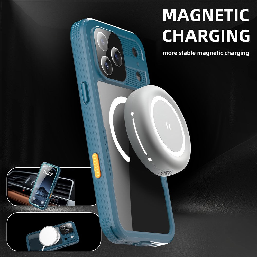 SHELLBOX For iPhone 17 Pro Max IP68 Waterproof Case Compatible with MagSafe Clear Phone Cover - Blue