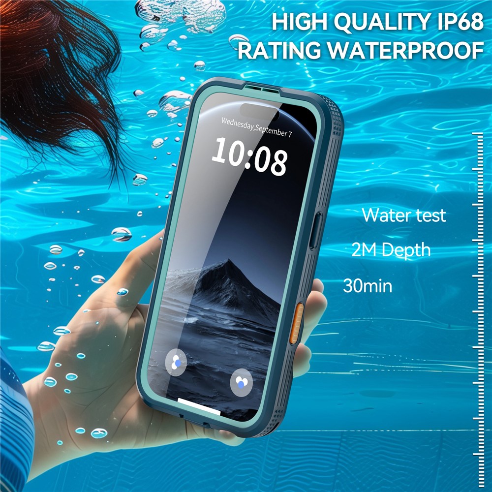 SHELLBOX For iPhone 17 Pro Max IP68 Waterproof Case Compatible with MagSafe Clear Phone Cover - Blue