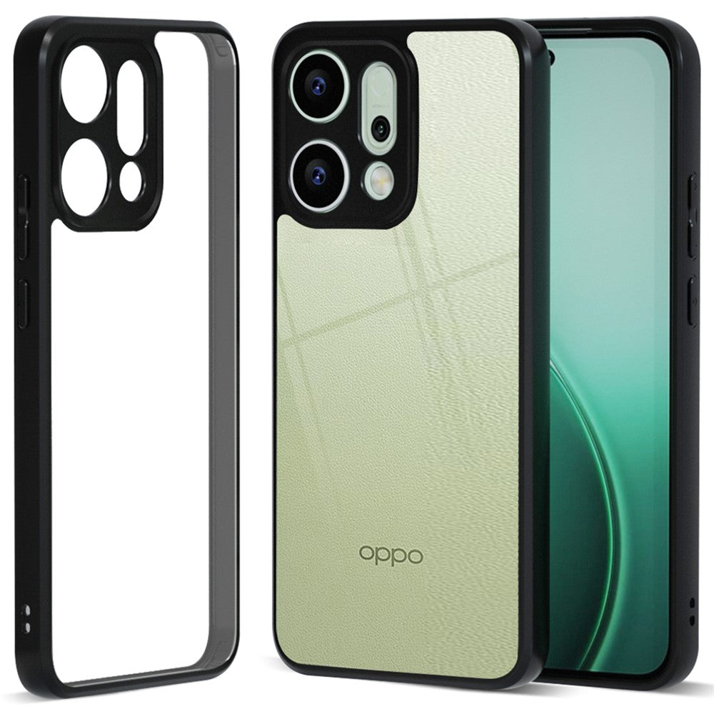 IBMRS For Oppo Reno14 Pro 5G (Global) Case Soft TPU Frame Hard PC Back Anti-Fall Phone Cover - Transparent Black