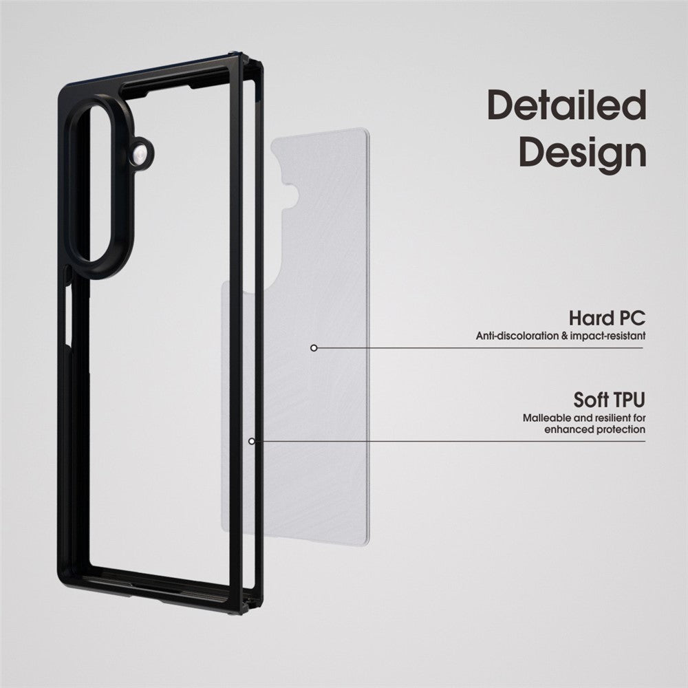 IBMRS For Samsung Galaxy Z Fold7 5G Case Soft TPU Frame Hard PC Back Anti-Fall Phone Cover - Matte Black