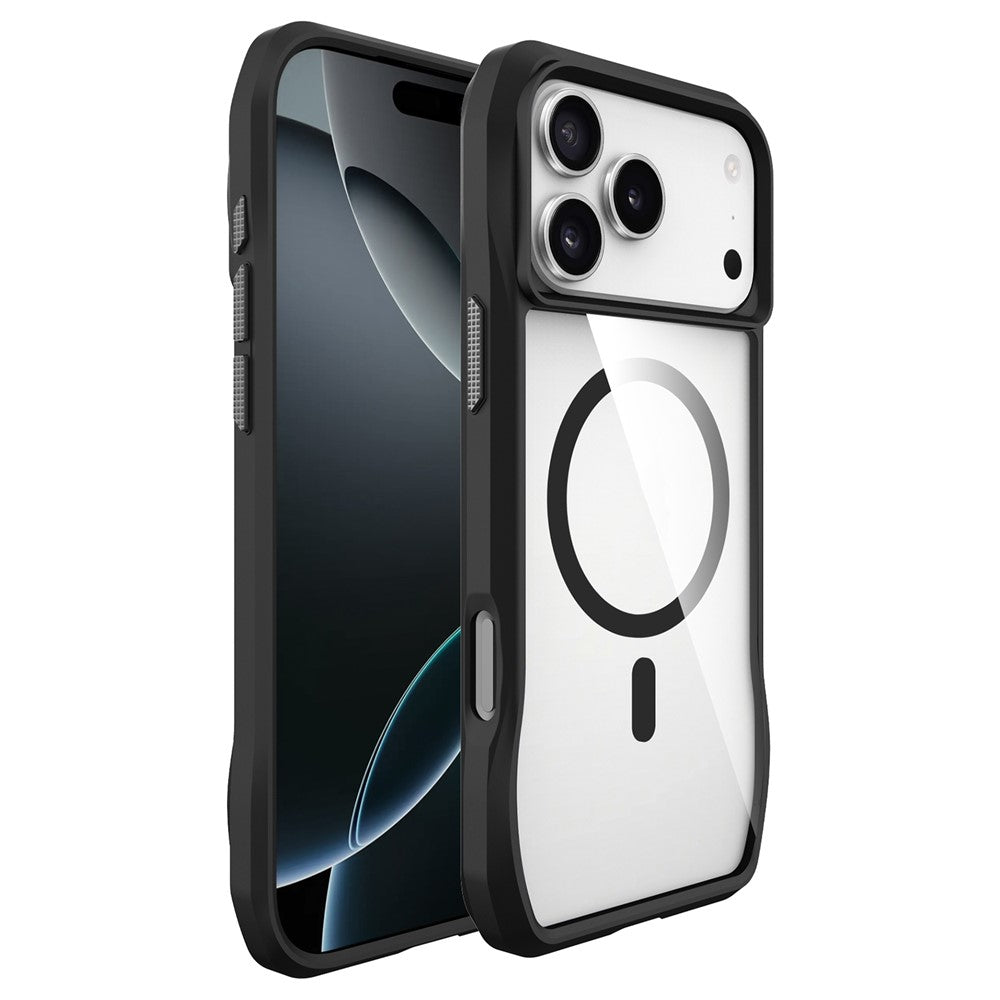 For iPhone 17 Pro Max Case Compatible with MagSafe Solid Border TPU + PC Phone Cover - Black