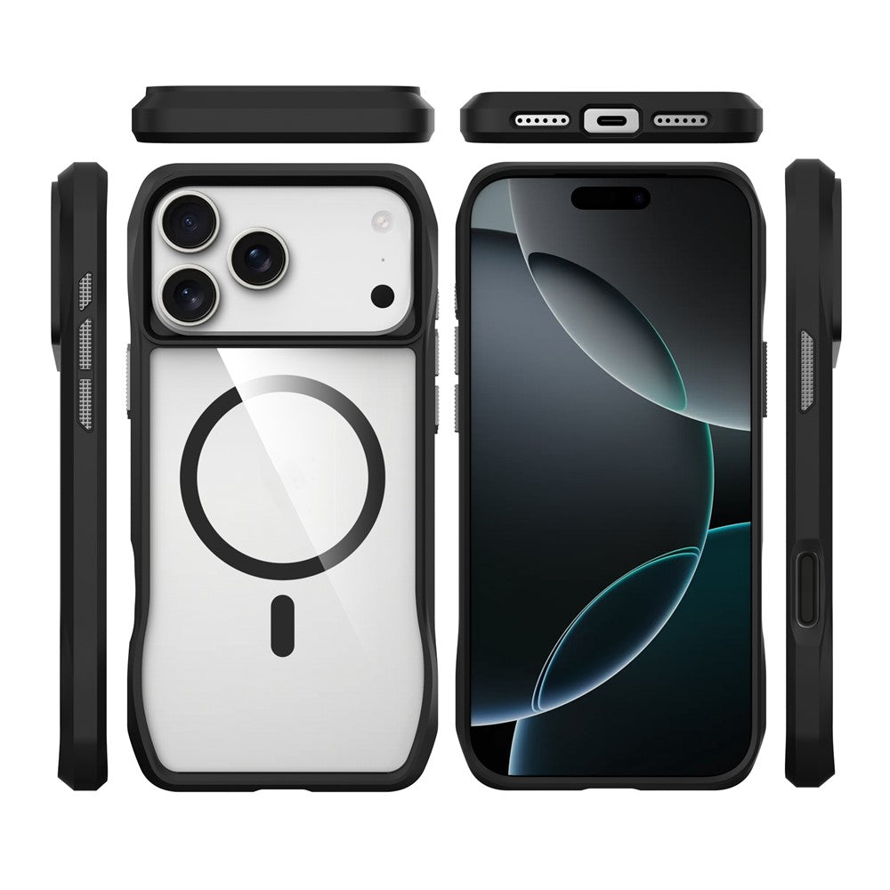 For iPhone 17 Pro Max Case Compatible with MagSafe Solid Border TPU + PC Phone Cover - Black