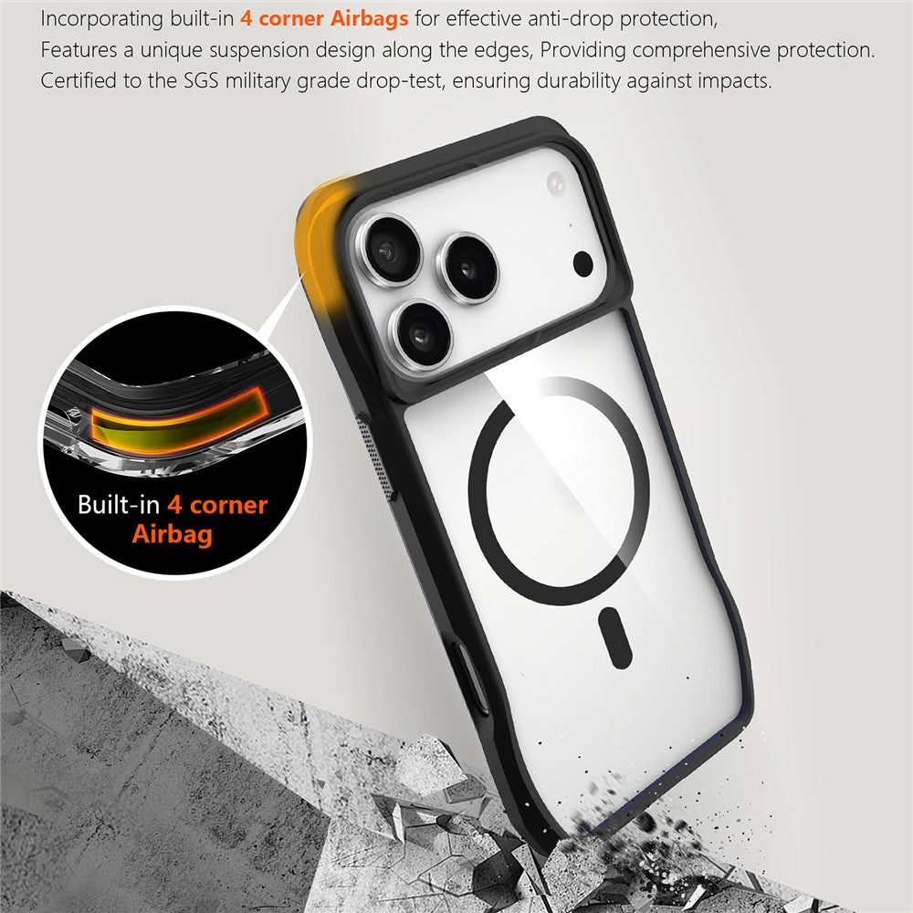 For iPhone 17 Pro Max Case Compatible with MagSafe Solid Border TPU + PC Phone Cover - Black