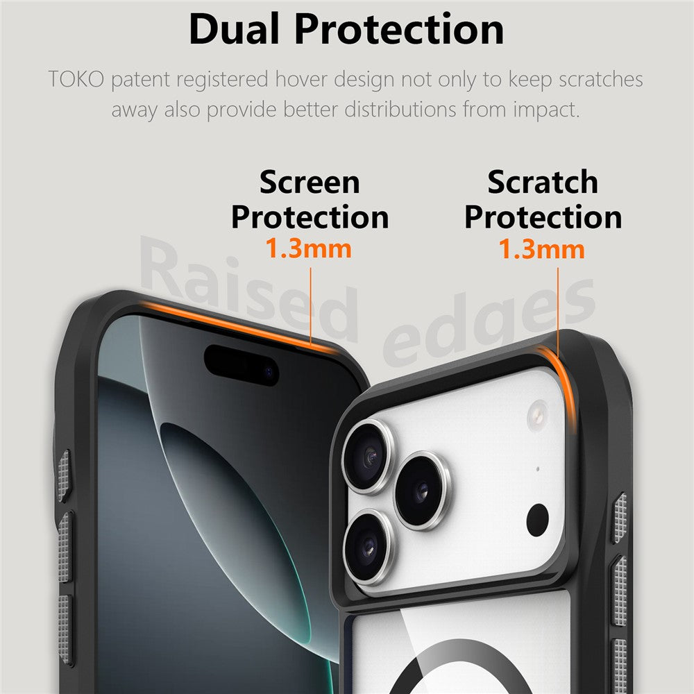 For iPhone 17 Pro Max Case Compatible with MagSafe Solid Border TPU + PC Phone Cover - Black