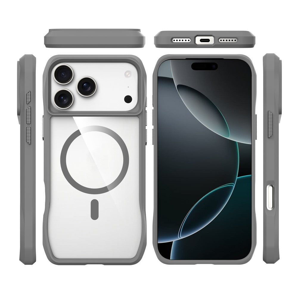 For iPhone 17 Pro Max Case Compatible with MagSafe Solid Border TPU + PC Phone Cover - Grey
