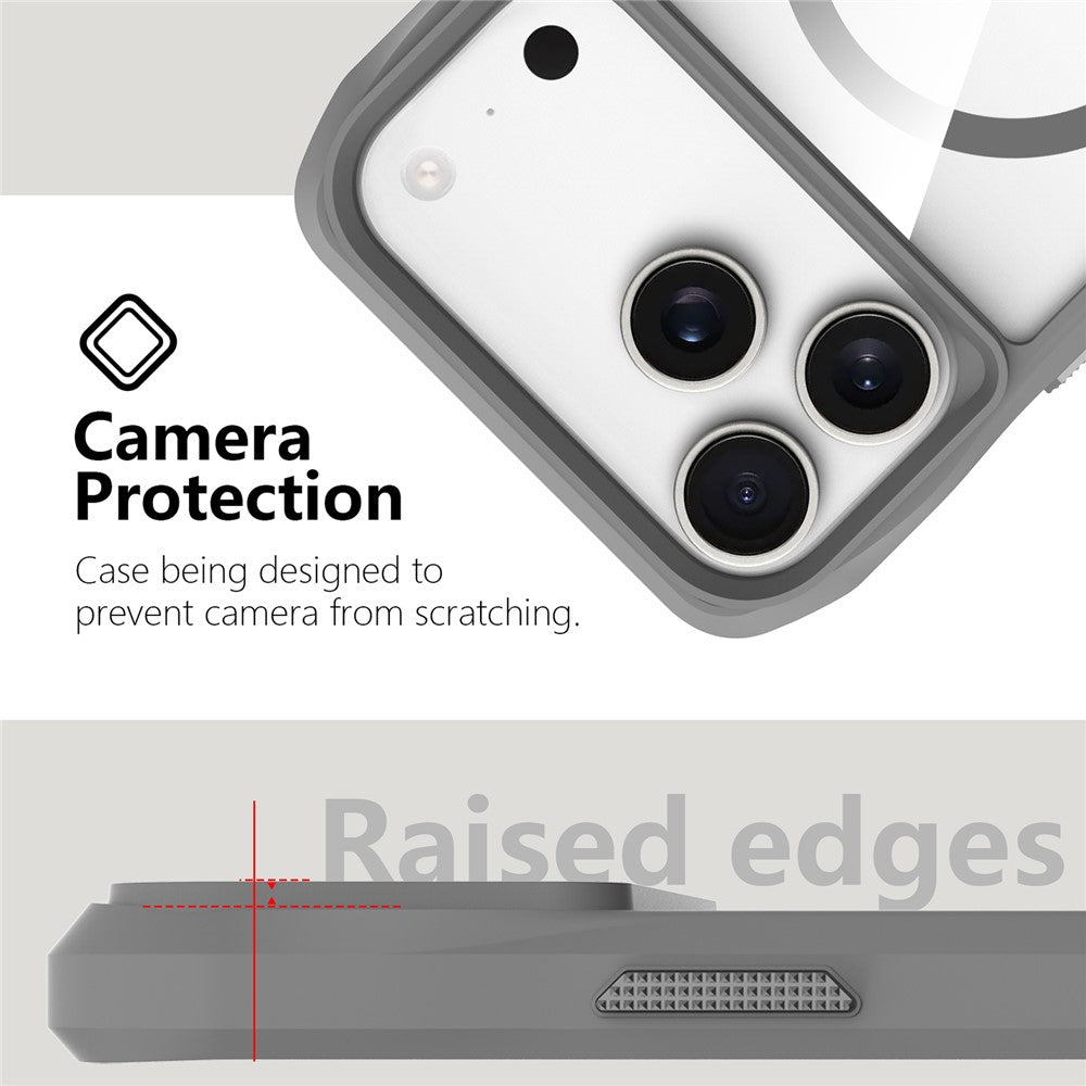 For iPhone 17 Pro Max Case Compatible with MagSafe Solid Border TPU + PC Phone Cover - Grey