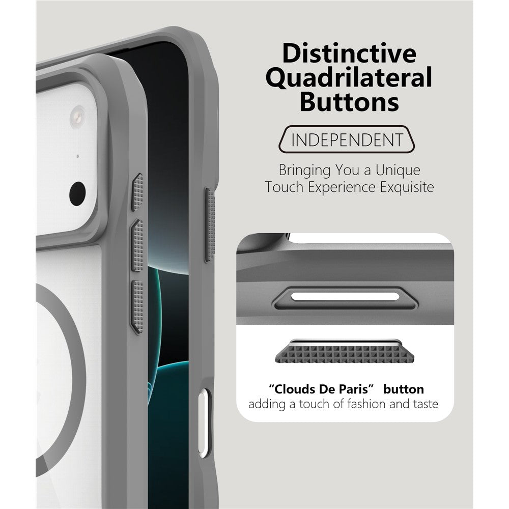 For iPhone 17 Pro Max Case Compatible with MagSafe Solid Border TPU + PC Phone Cover - Grey