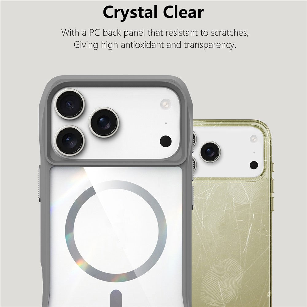 For iPhone 17 Pro Max Case Compatible with MagSafe Solid Border TPU + PC Phone Cover - Grey