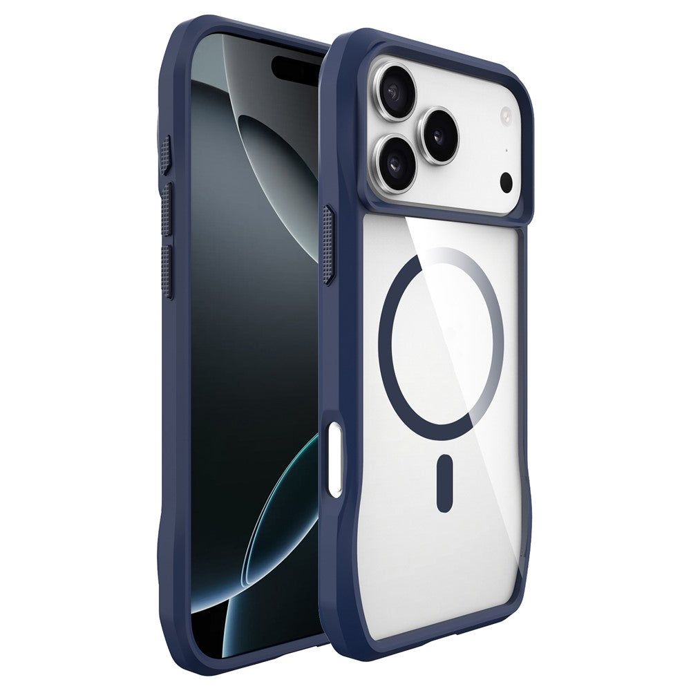 For iPhone 17 Pro Max Case Compatible with MagSafe Solid Border TPU + PC Phone Cover - Blue