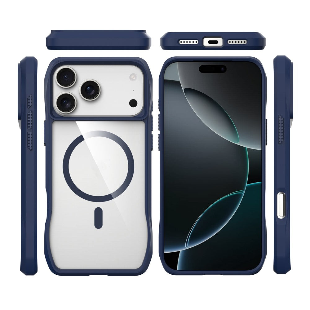 For iPhone 17 Pro Max Case Compatible with MagSafe Solid Border TPU + PC Phone Cover - Blue