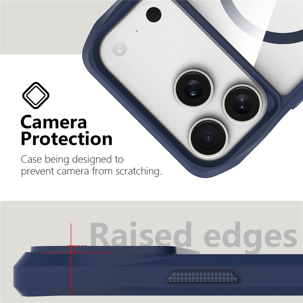 For iPhone 17 Pro Max Case Compatible with MagSafe Solid Border TPU + PC Phone Cover - Blue