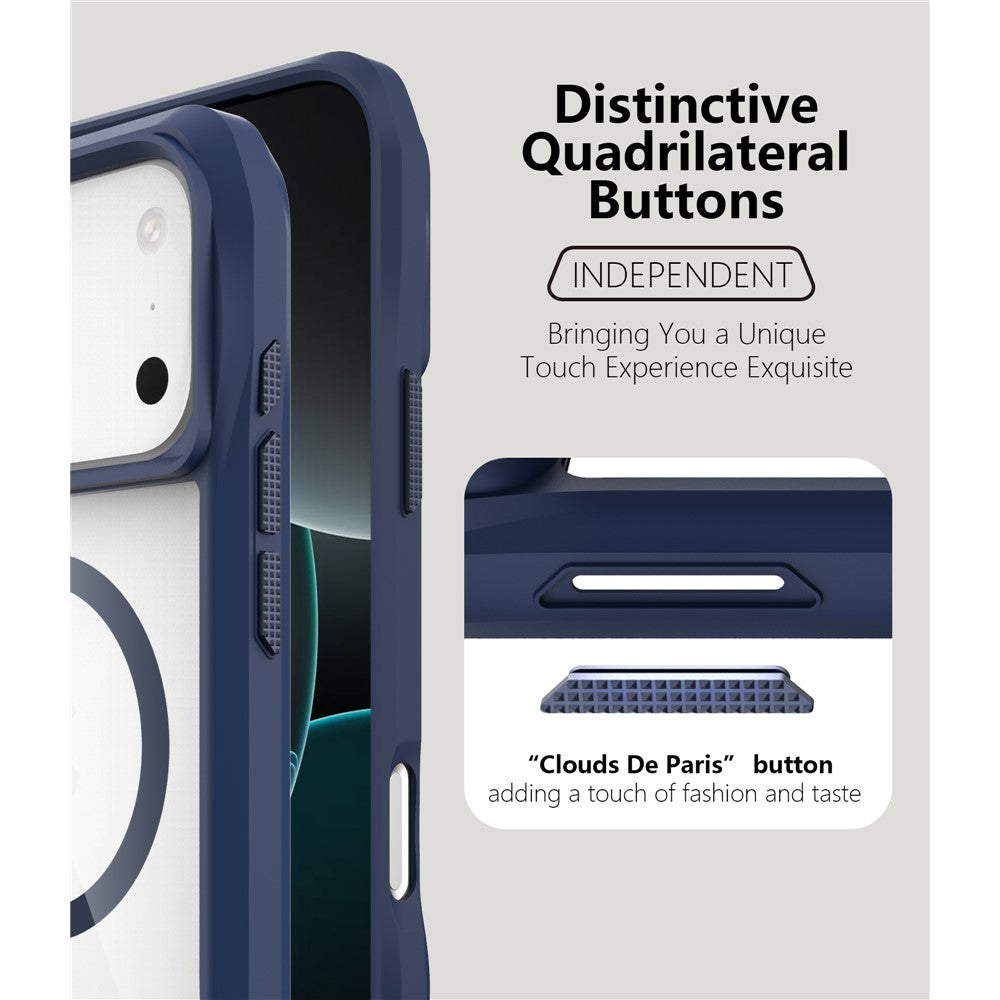 For iPhone 17 Pro Max Case Compatible with MagSafe Solid Border TPU + PC Phone Cover - Blue