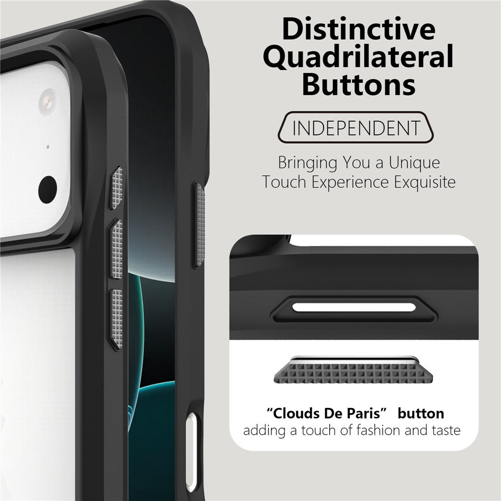 For iPhone 17 Pro Max Case Anti-Scratch TPU + PC Hybrid Phone Cover - Black