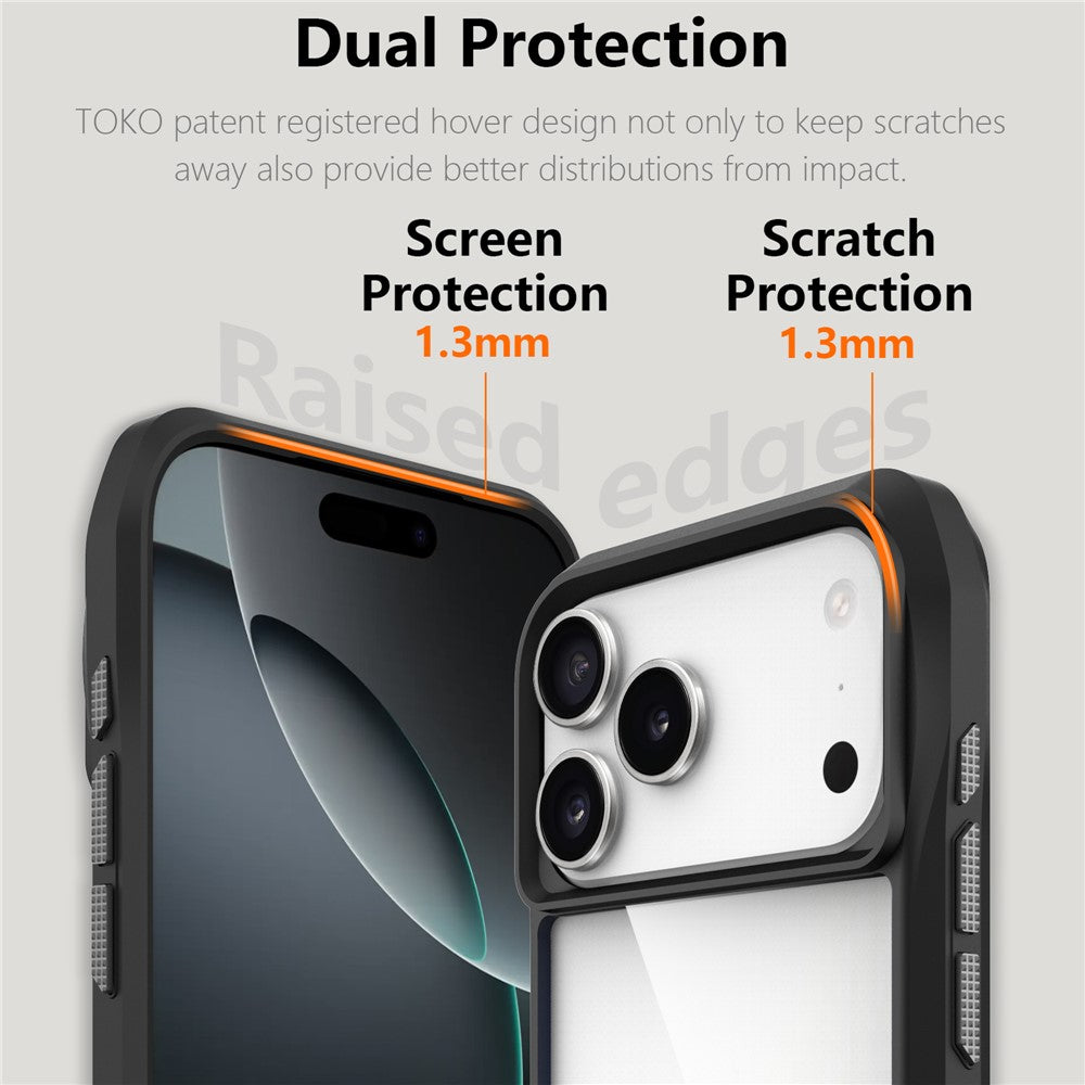 For iPhone 17 Pro Max Case Anti-Scratch TPU + PC Hybrid Phone Cover - Black