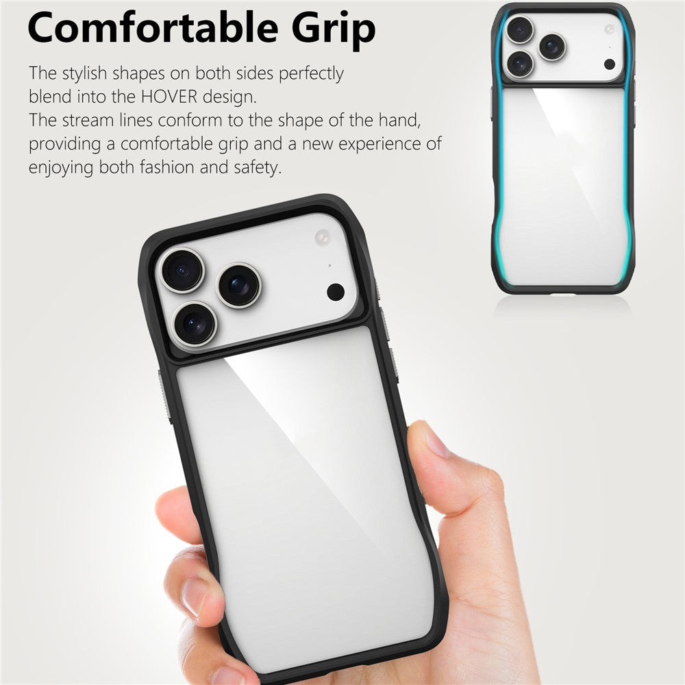 For iPhone 17 Pro Max Case Anti-Scratch TPU + PC Hybrid Phone Cover - Black