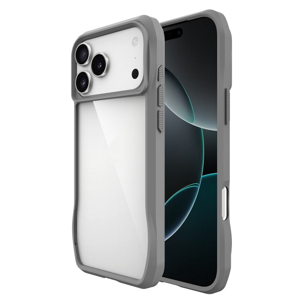 For iPhone 17 Pro Max Case Anti-Scratch TPU + PC Hybrid Phone Cover - Grey
