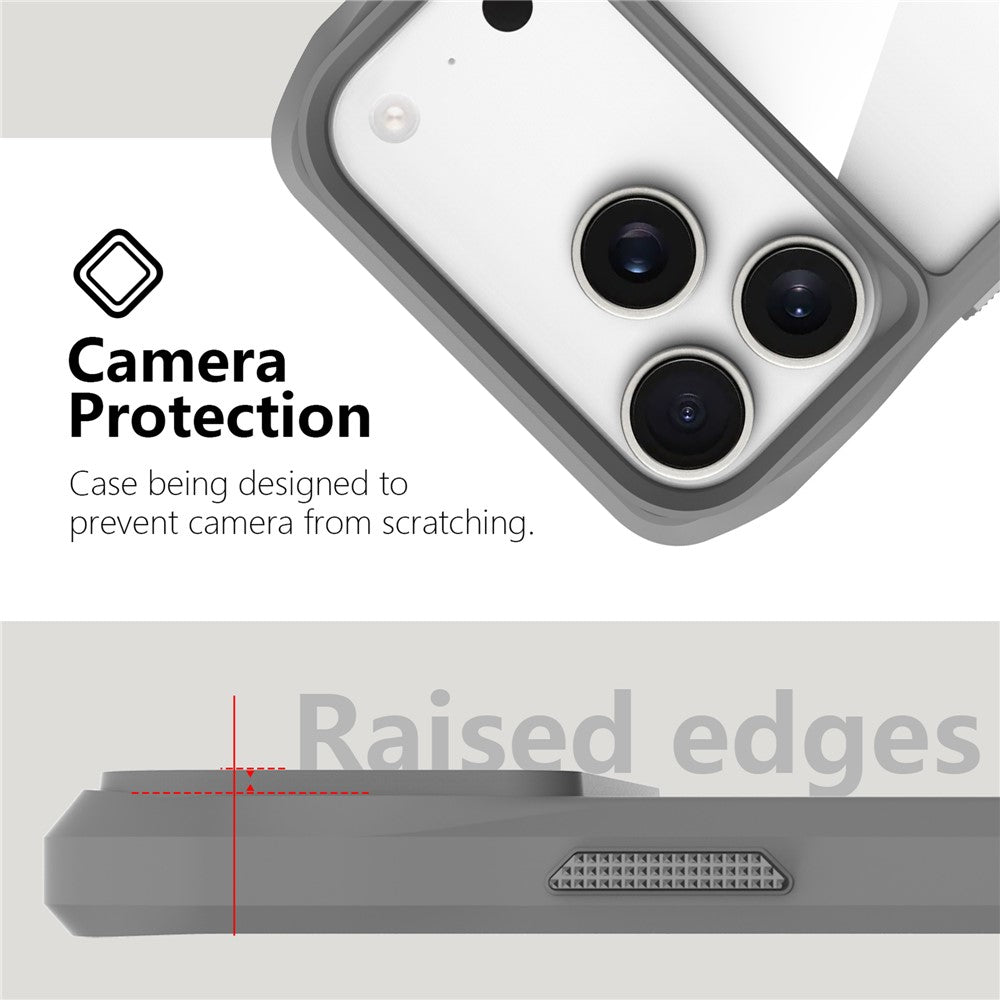 For iPhone 17 Pro Max Case Anti-Scratch TPU + PC Hybrid Phone Cover - Grey