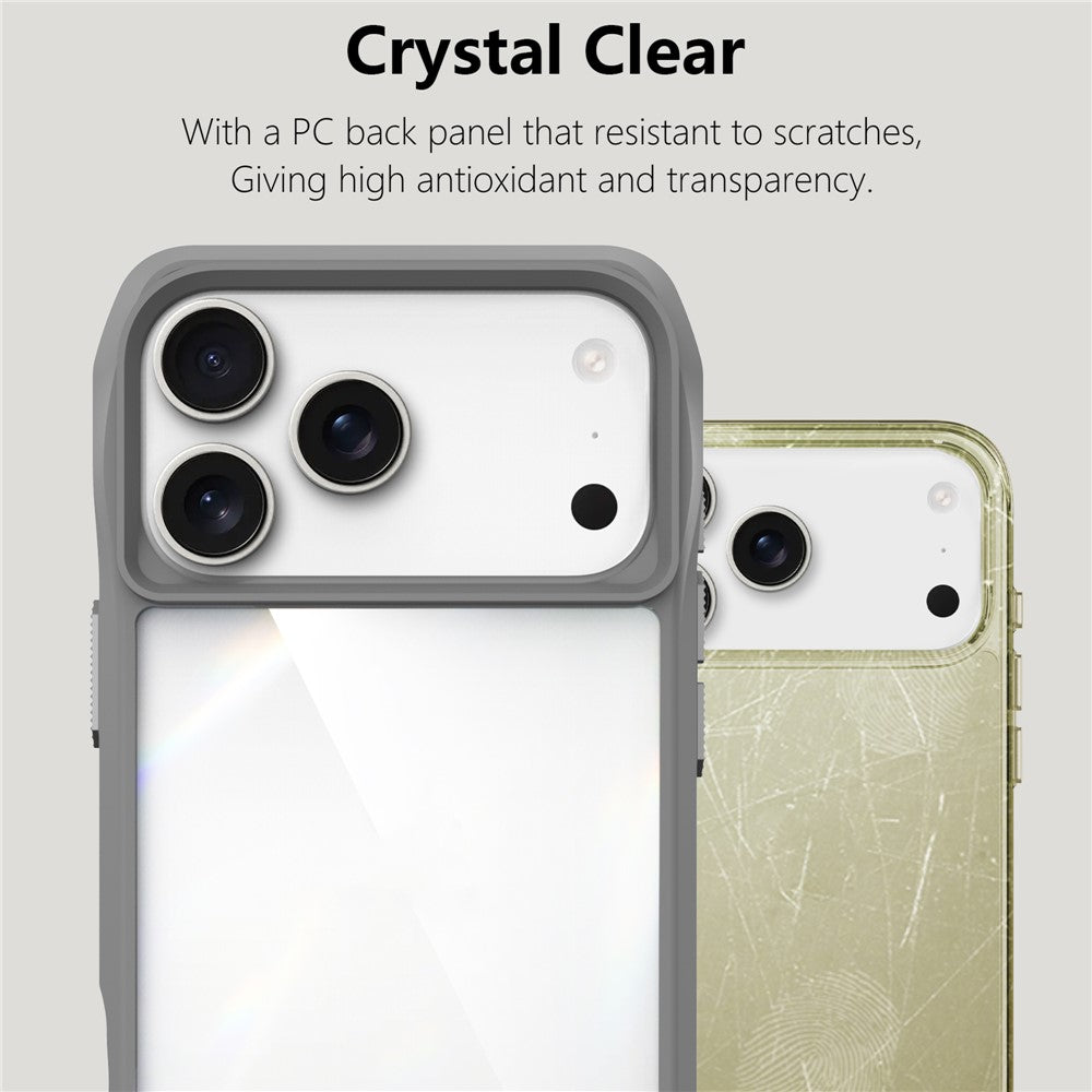For iPhone 17 Pro Max Case Anti-Scratch TPU + PC Hybrid Phone Cover - Grey