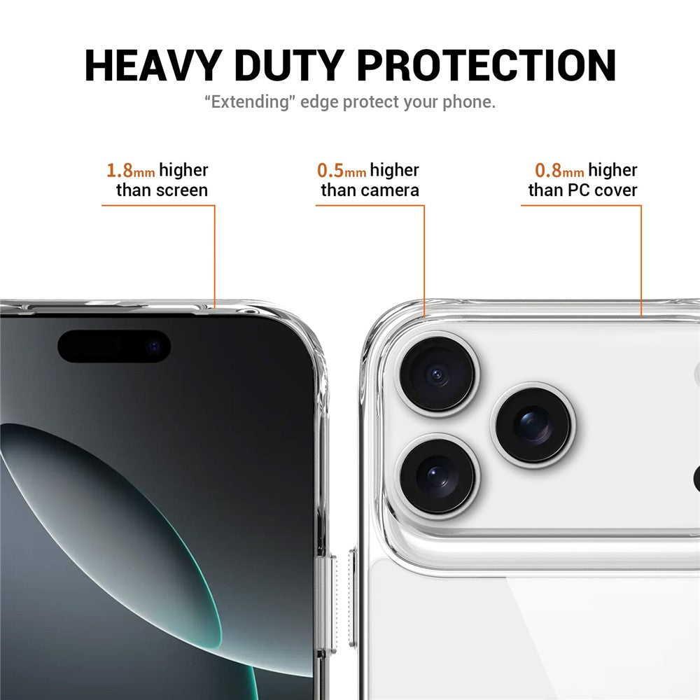 For iPhone 17 Pro Max Case TPU + PC Transparent Phone Cover with Kickstand