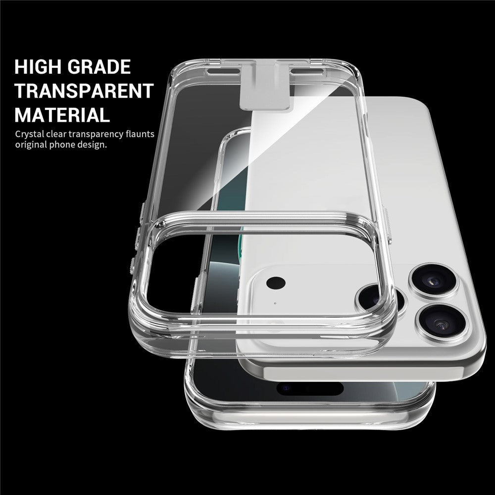 For iPhone 17 Pro Max Case TPU + PC Transparent Phone Cover with Kickstand