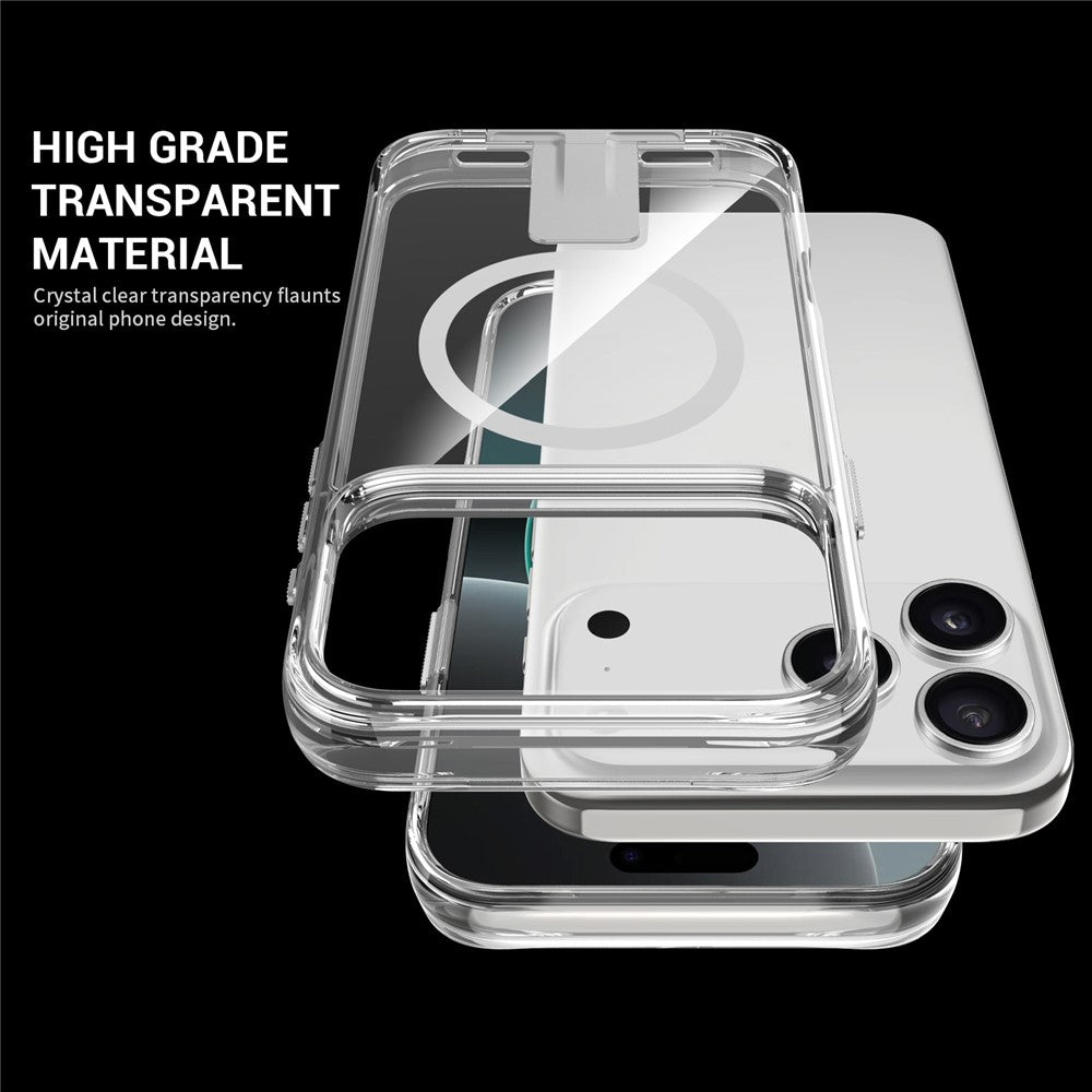 For iPhone 17 Pro Max Case Compatible with MagSafe TPU + PC Clear Phone Cover with Kickstand - Transparent