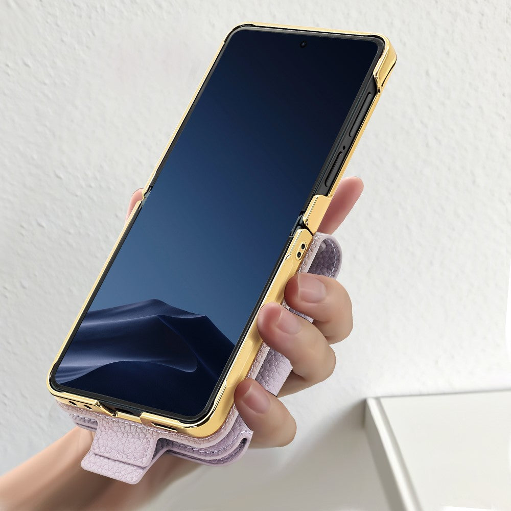 For Samsung Galaxy Z Flip7 5G Case PU Leather + PC Tote Phone Cover with Mirror - Green