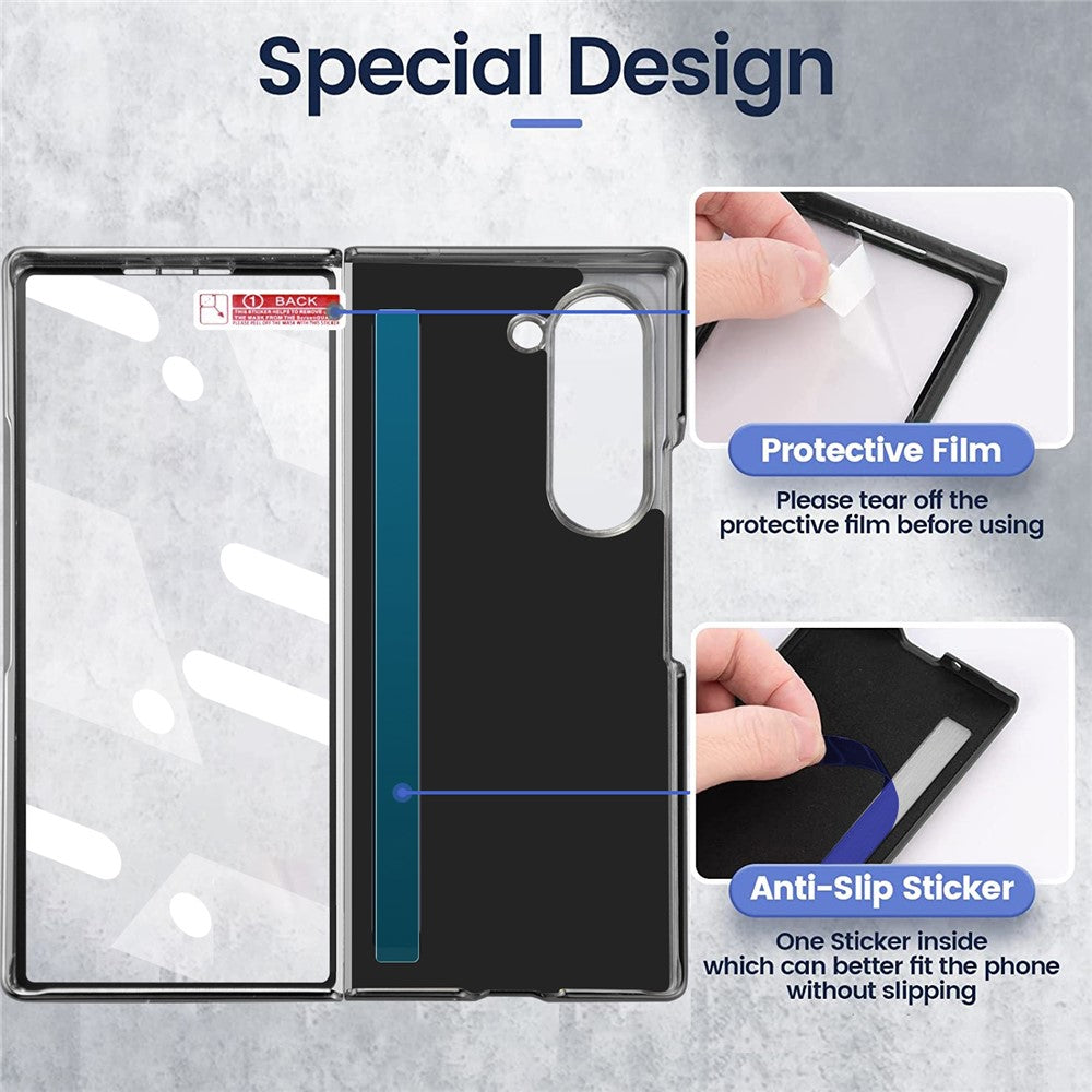 For Samsung Galaxy Z Fold7 5G Case Rhombus Grid Phone Cover with Tempered Glass Film - Blue