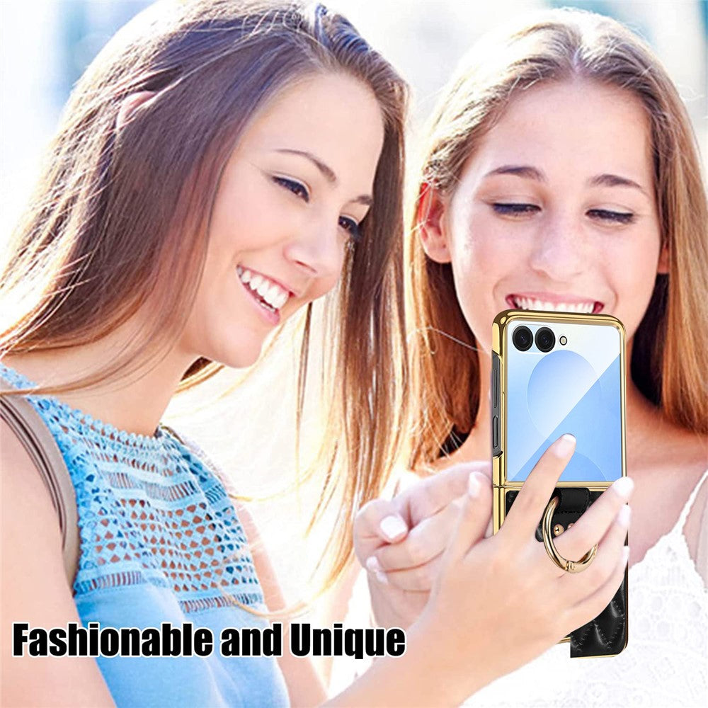 For Samsung Galaxy Z Flip7 5G Case Rhombus Grid Phone Cover with Tempered Glass Film - Blackish Green