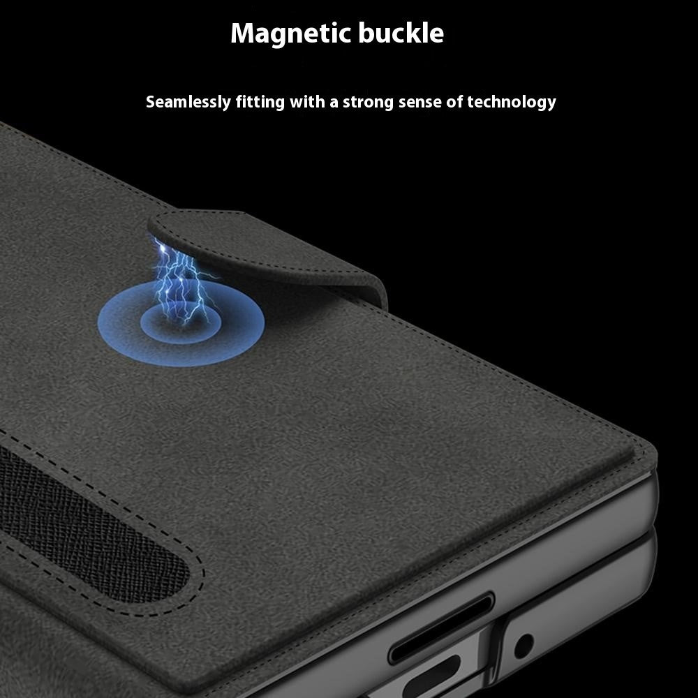 GKK For Samsung Galaxy Z Fold7 5G Stand Case with Card Holder PU PC Tempered Glass Phone Cover Magnetic Closure - Green