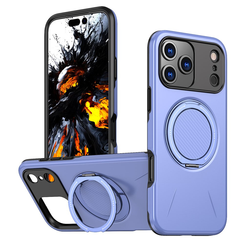 For iPhone 17 Pro Max Magnetic Case Rotating Kickstand TPU + PC Phone Cover - Purple