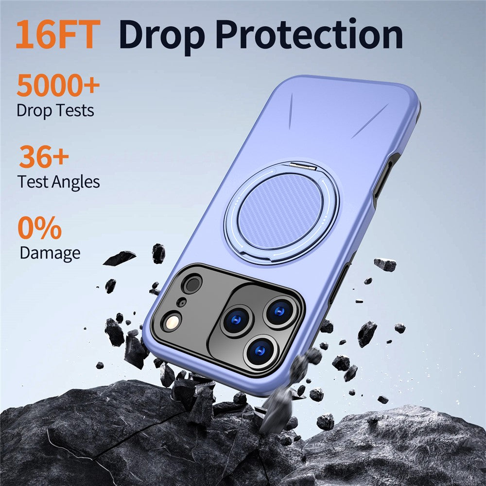For iPhone 17 Pro Max Magnetic Case Rotating Kickstand TPU + PC Phone Cover - Purple
