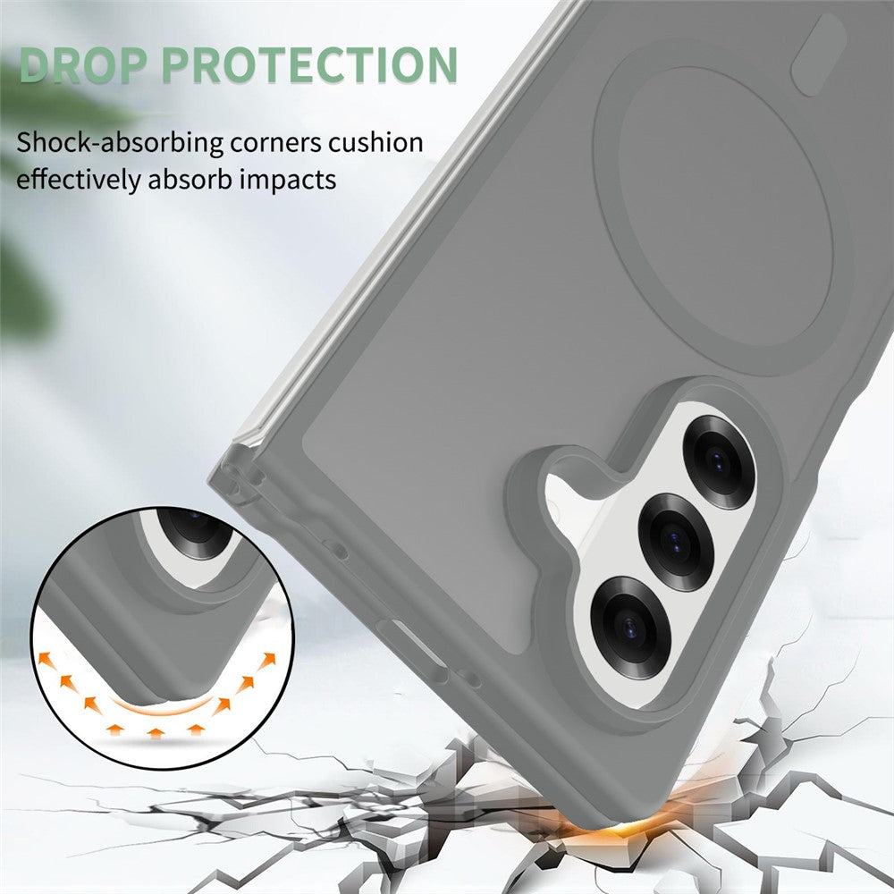 For Samsung Galaxy Z Fold7 5G Case PC + TPU Kickstand Phone Cover with Tempered Glass Screen Film - Grey