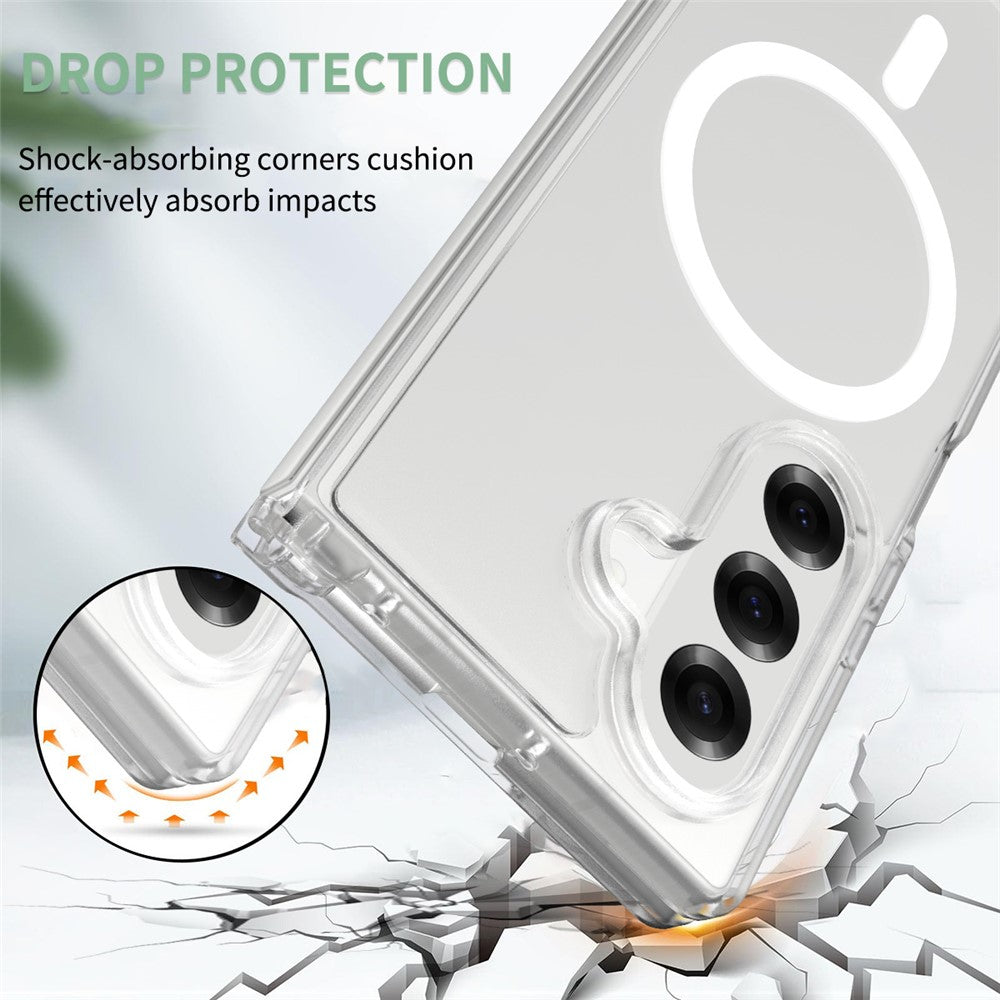 For Samsung Galaxy Z Fold7 5G Case PC + TPU Kickstand Phone Cover with Tempered Glass Screen Film - Translucent