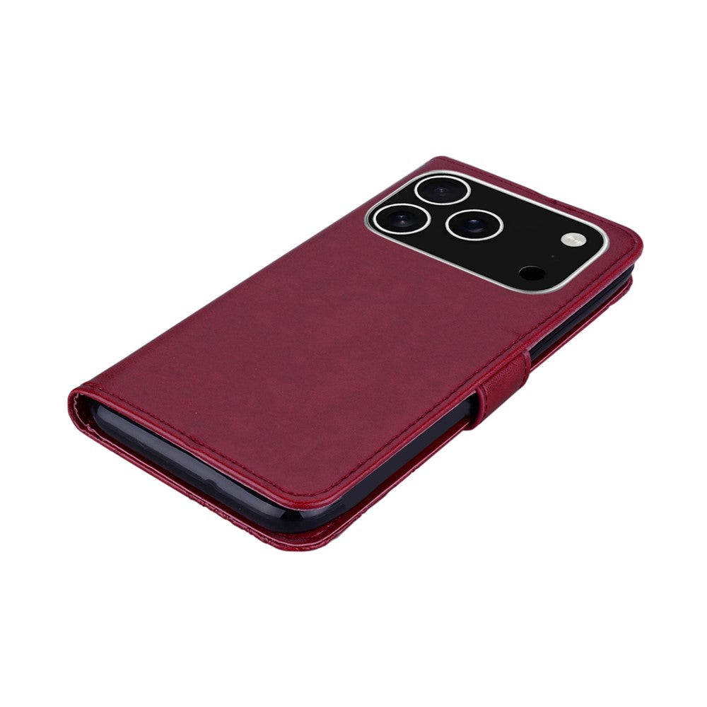 For iPhone 17 Pro Max Case Owl Flower Imprinted Leather Cover Wallet with Strap - Red